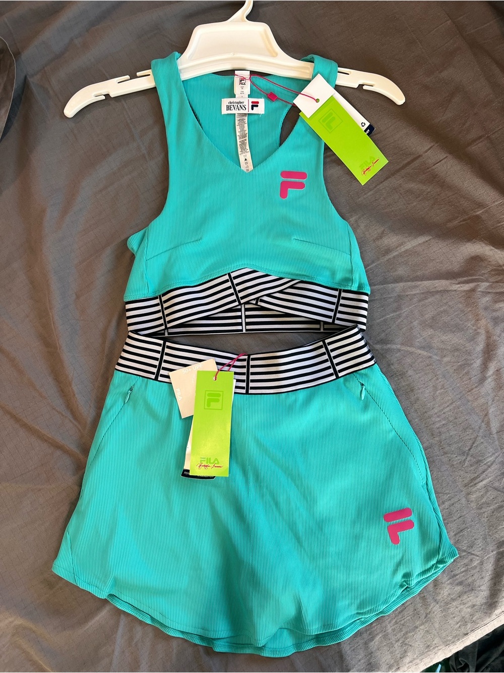 FILA Tennis Pickleball Teal Crop Top & Skirt Set NWT
